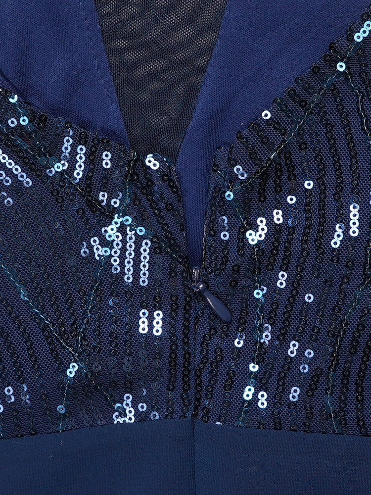 Plus Size Sequin Gown Chiffon Floral Maxi Dress