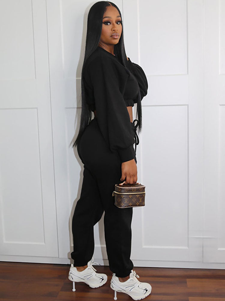 Two Piece Crop Top Sports Pants