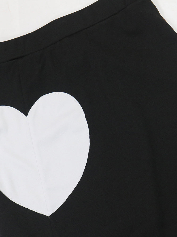 Heart Design Cami Top High Slit Skirt Set