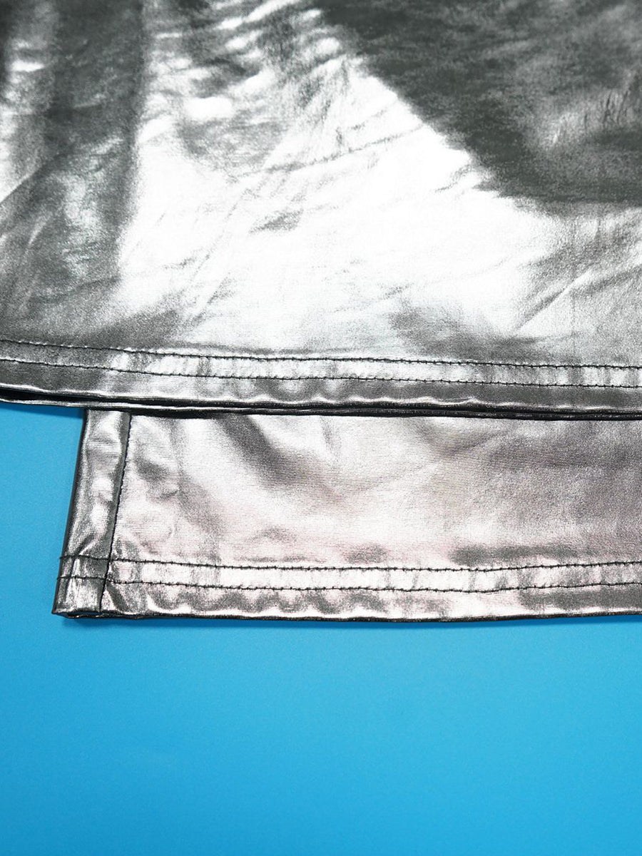 Glitzernder Jumpsuit mit Neckholder, Wasserfallausschnitt und rückenfreiem Design