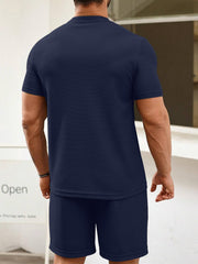 Mens Two Pieces Waffle Top Shorts Set
