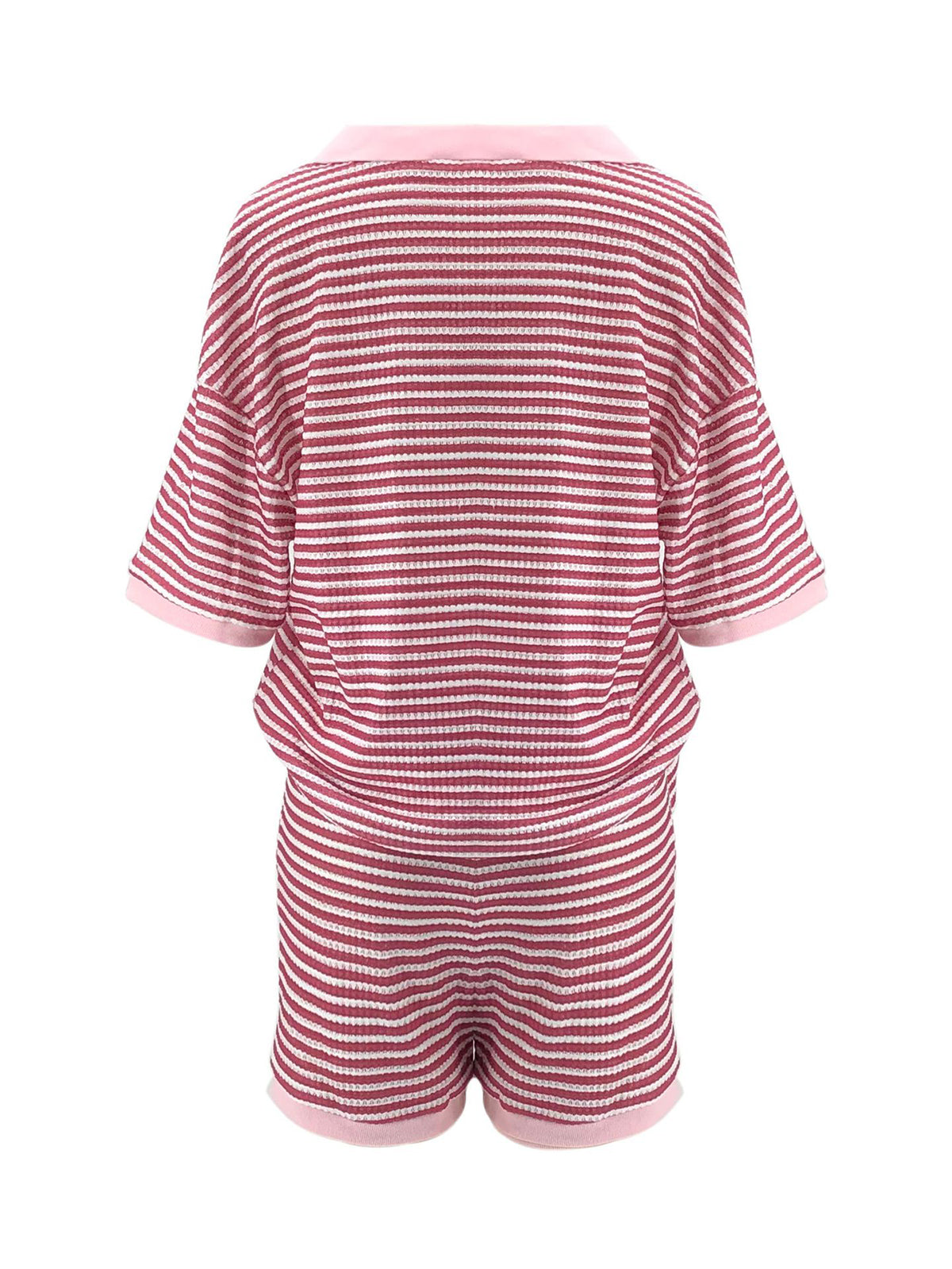 Striped Knit Top High Waist Shorts Set