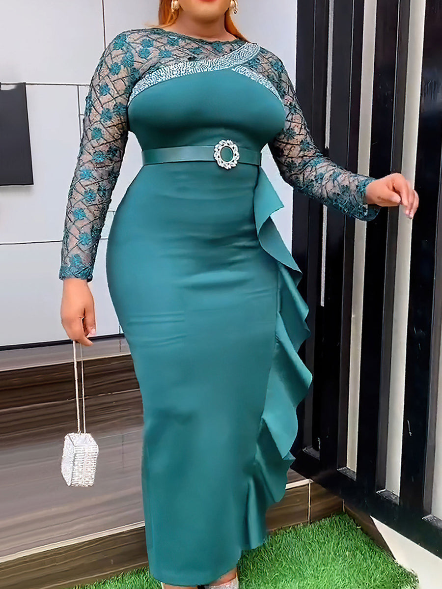 Plus Size Rhinestone Embellished Dress