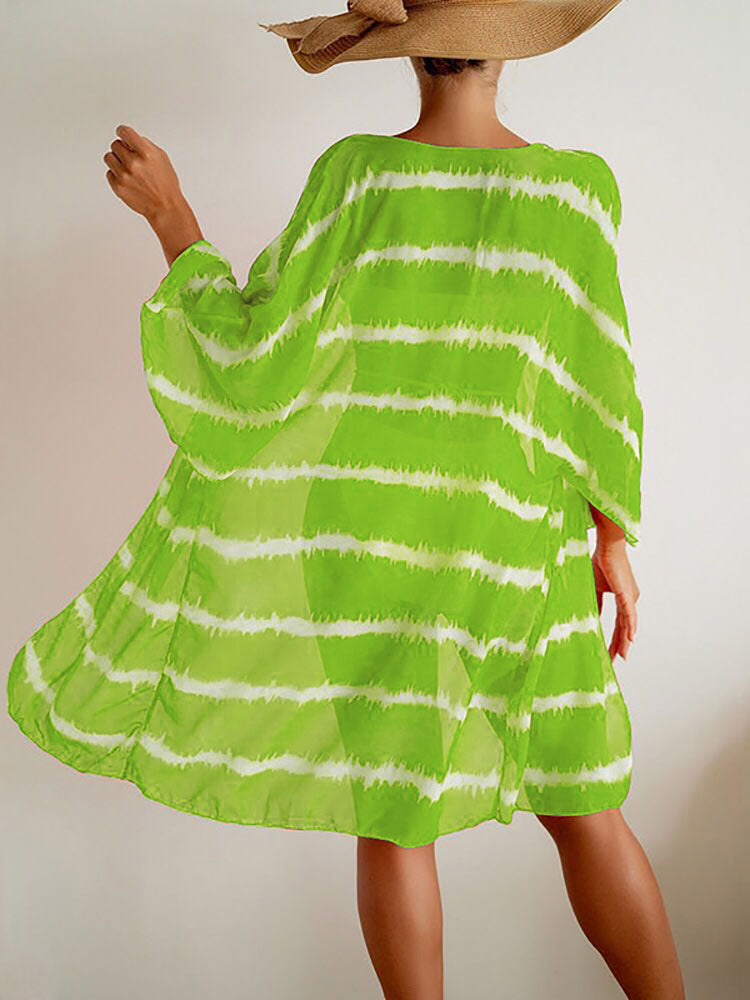 Three Piece Tie Dyed Print Swimsuit