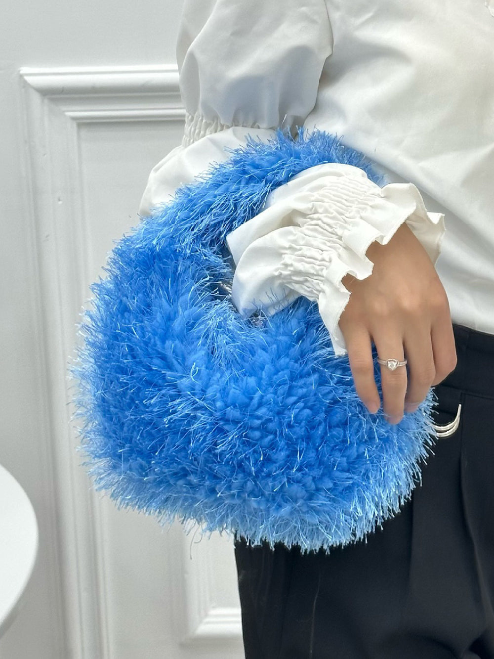 Candy Color Fluffy Fringe Mini Handbag