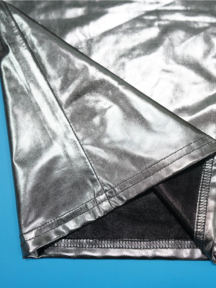 Glitzernder Jumpsuit mit Neckholder, Wasserfallausschnitt und rückenfreiem Design