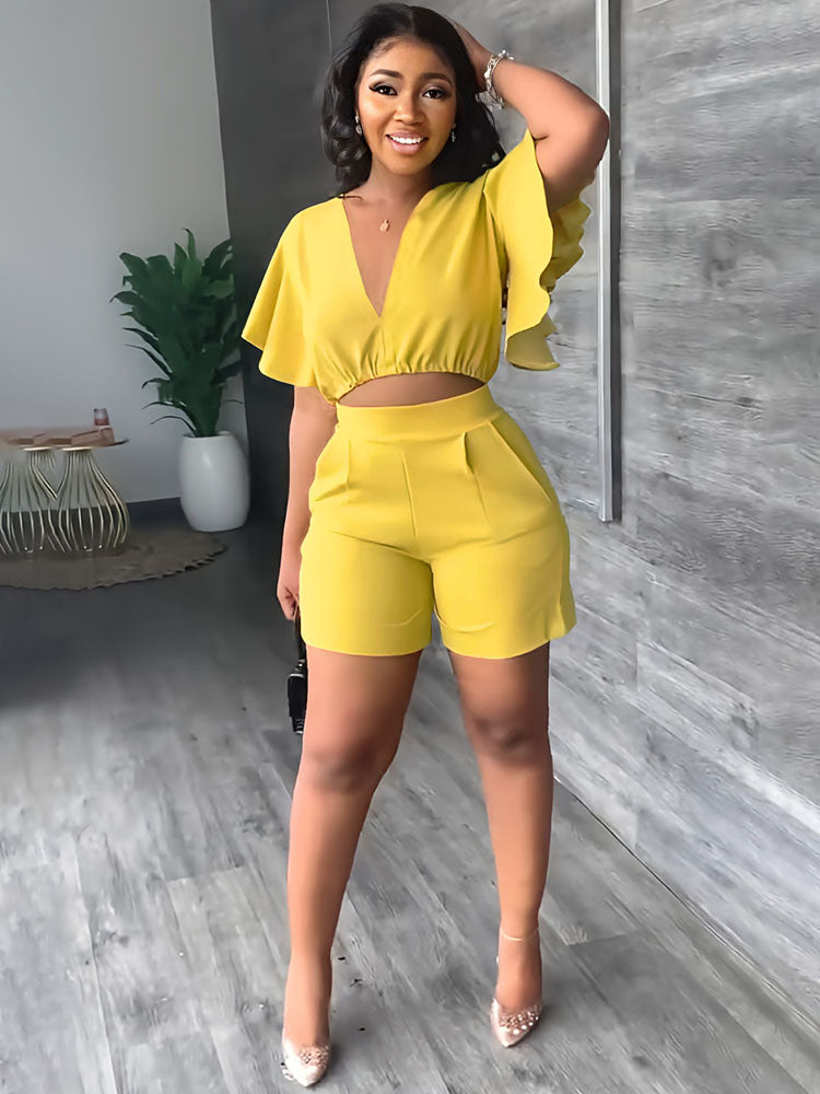 Two Piece Crop Top shorts Set