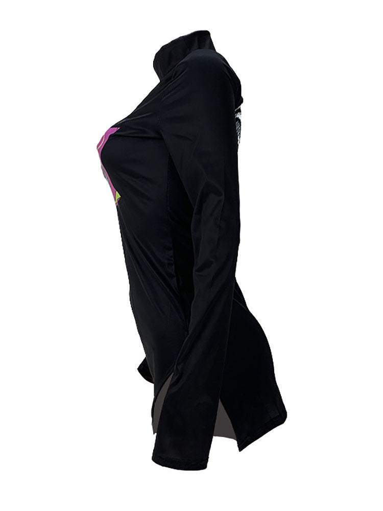 Long Sleeves Print Side Split Mini Dress