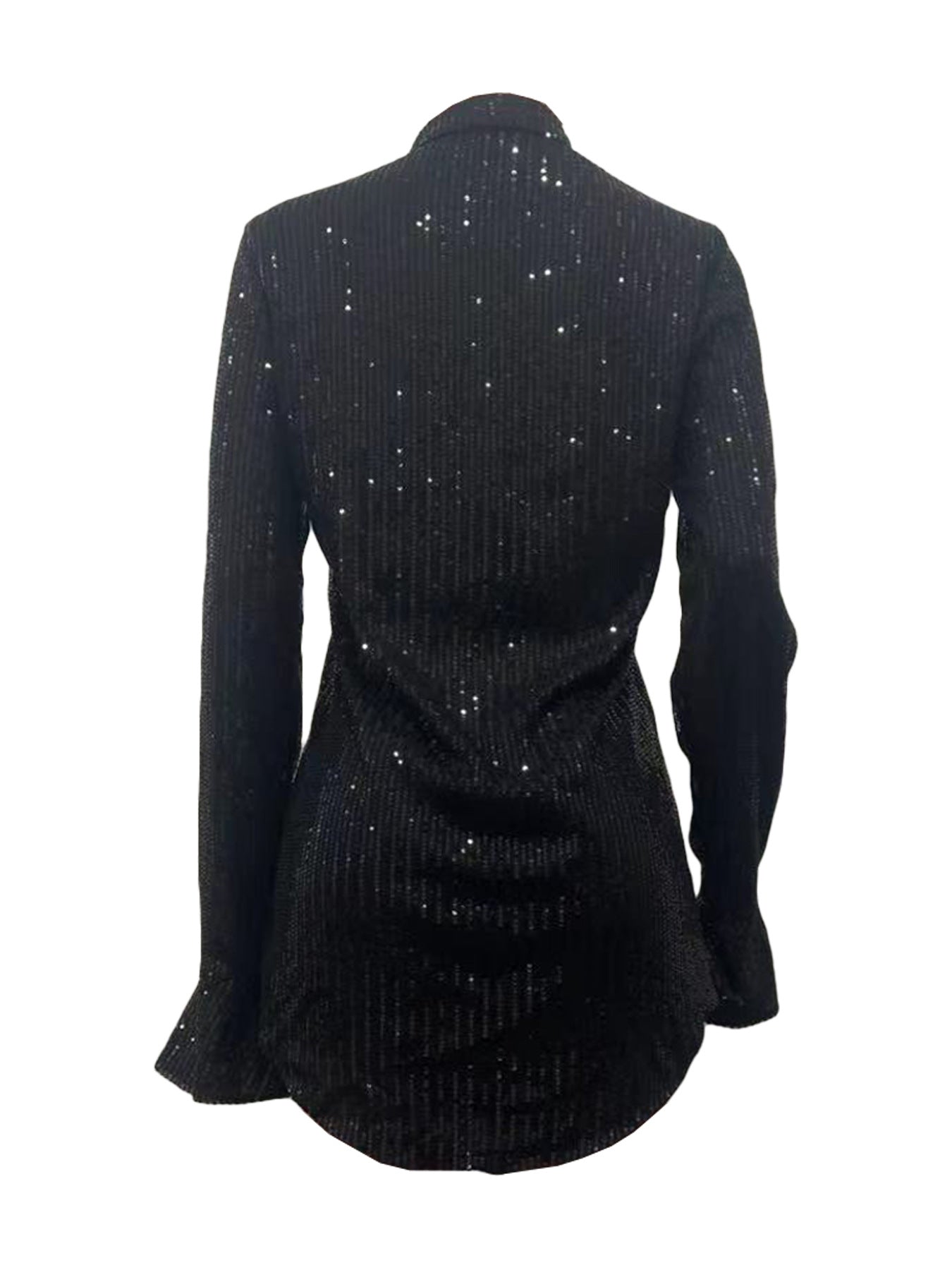 Sequin Loose Flare Sleeve Shirt Mini Dress