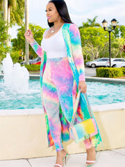 Two Piece Open Front Cardigan Skinny Pants Suit