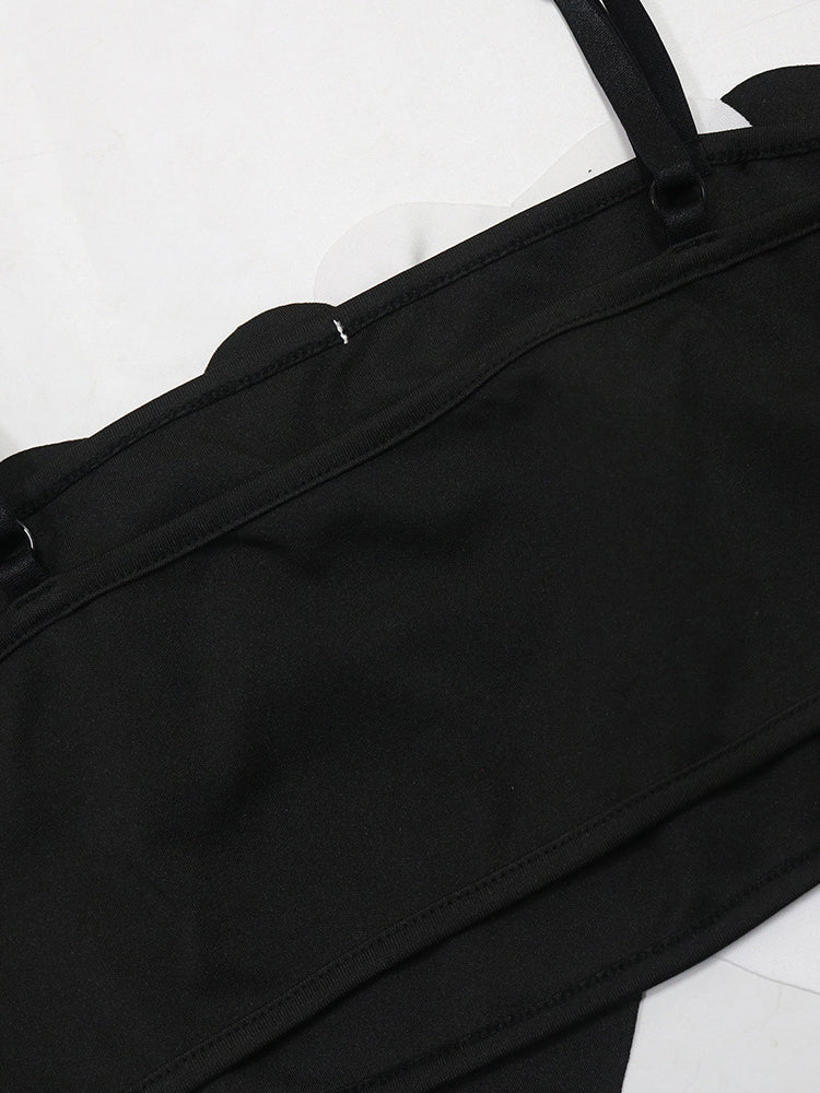 Heart Design Cami Top High Slit Skirt Set