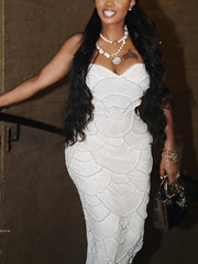 Beaded Mermaid Hollow Out Maxi Dress