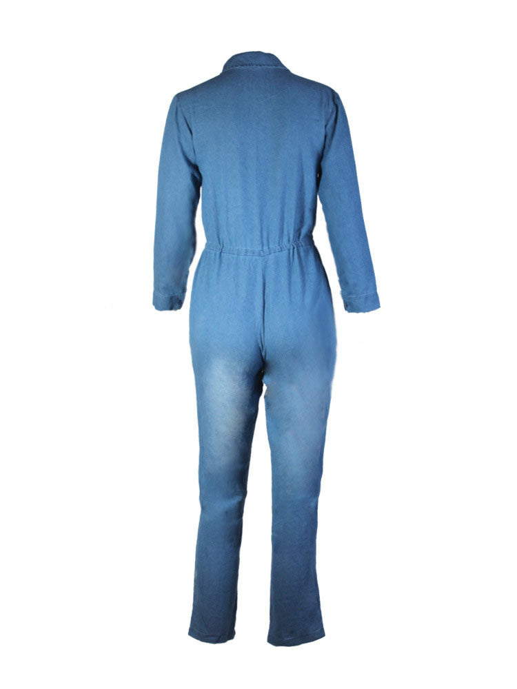 Jeanshemden-Jumpsuit zum Binden