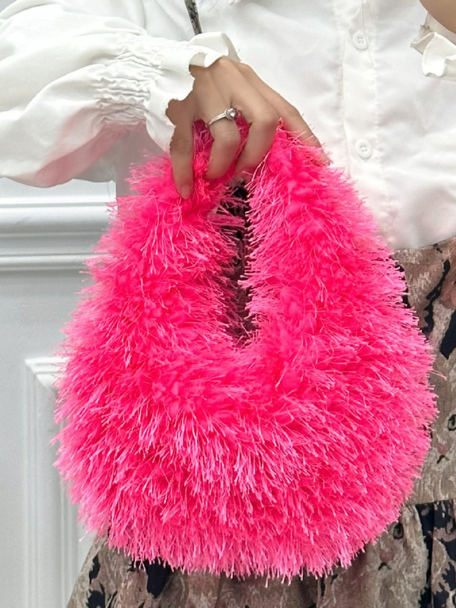 Candy Color Fluffy Fringe Mini Handbag