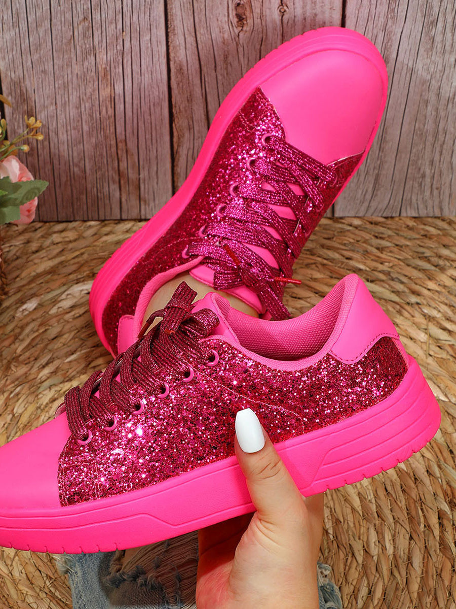 Glitter Lace-Up Sneakers