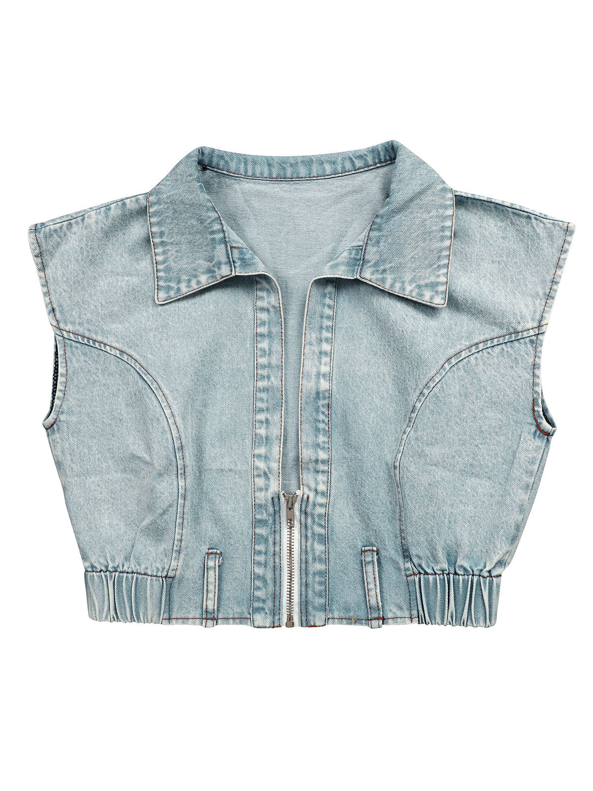 Two Pieces Sleeveless Denim Pants Set