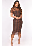 Two Piece Mesh Print Spaghetti Dress