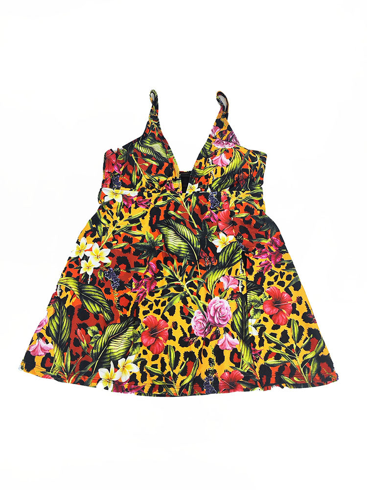 Sleeveless Leopard Print Split Bodycon Swimsuit