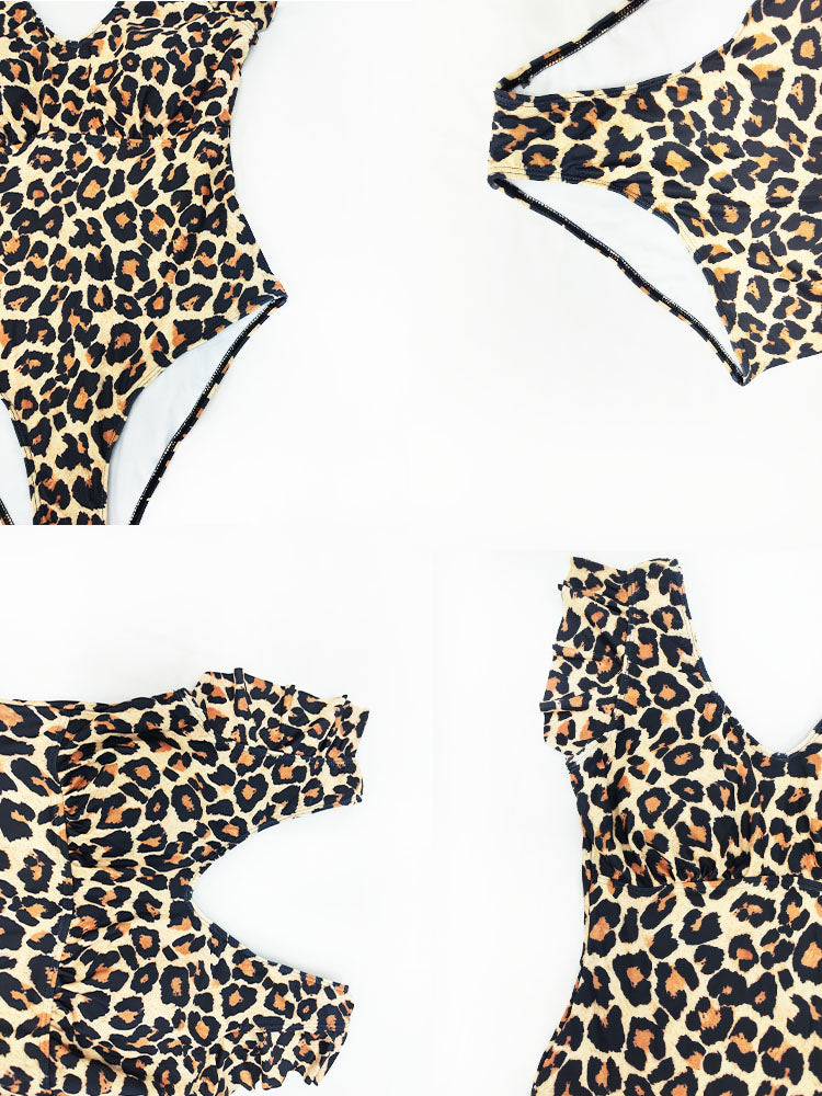 Plus Size Sleeveless Ruffle Floral Print Swimsuit