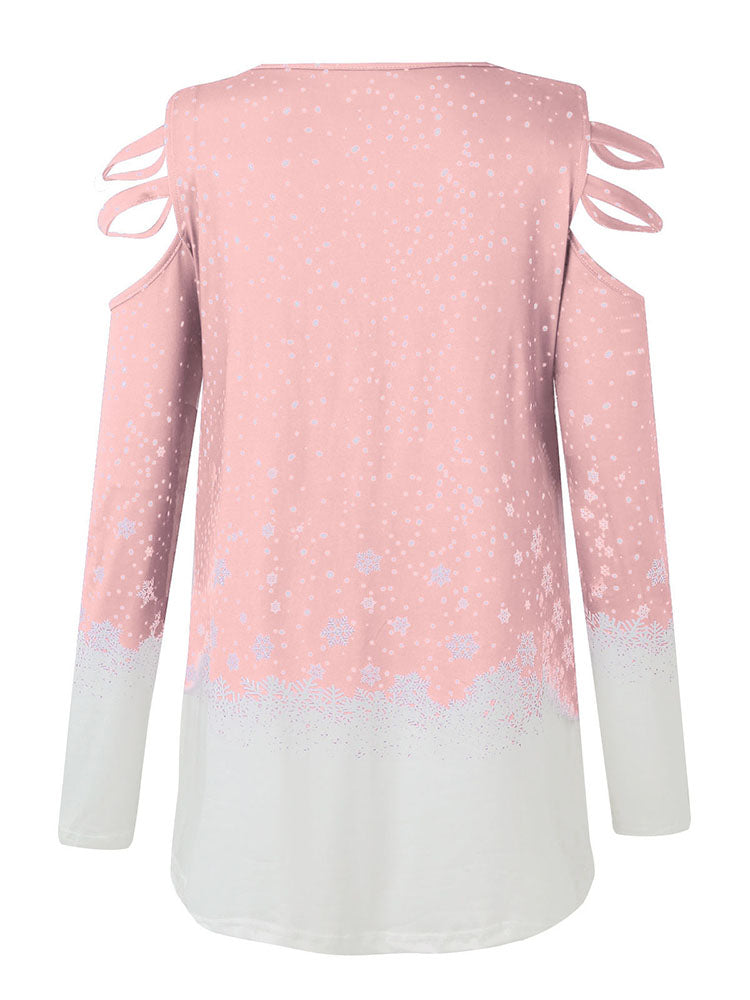 Christmas Plus Size Long Sleeves Elk Print Top