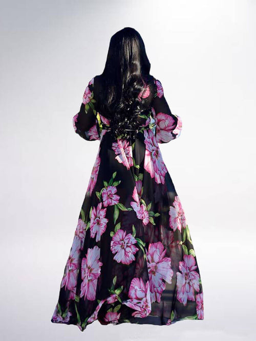 Maxikleid mit Blumenmuster und Falten