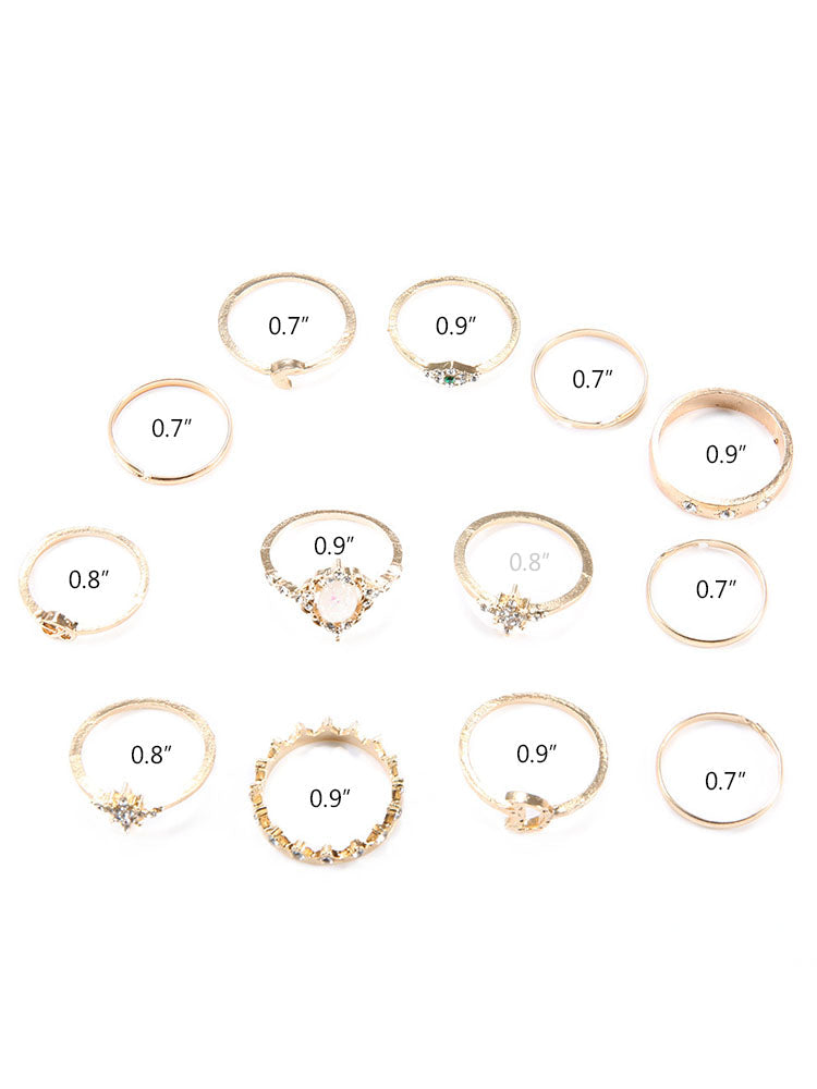 Eleven Piece Pearl Rhinestone Rings Set