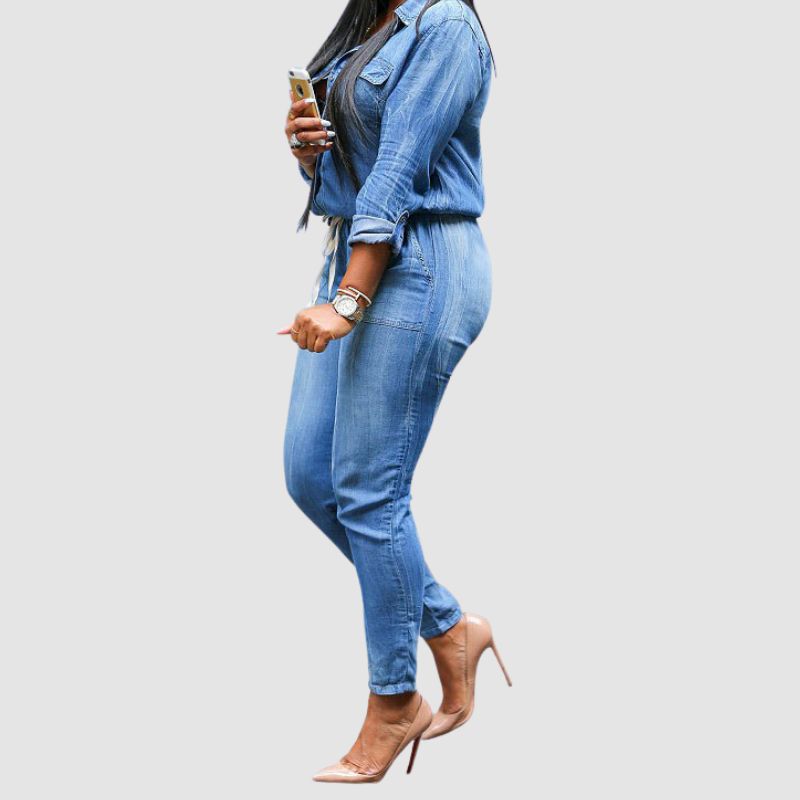 Denim Shirts Tie-up Jumpsuit