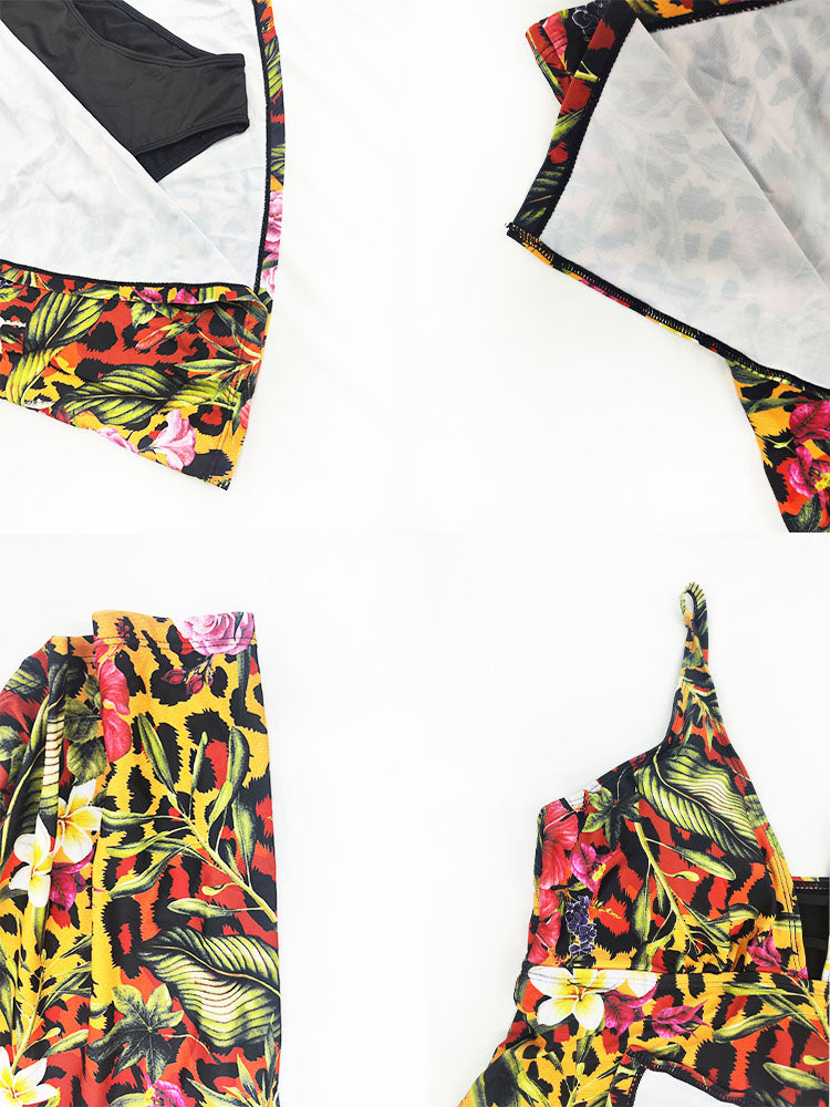 Sleeveless Leopard Print Split Bodycon Swimsuit