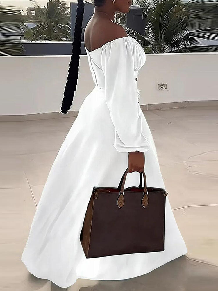 Lantern Sleeve Plus Size Two-Piece Set