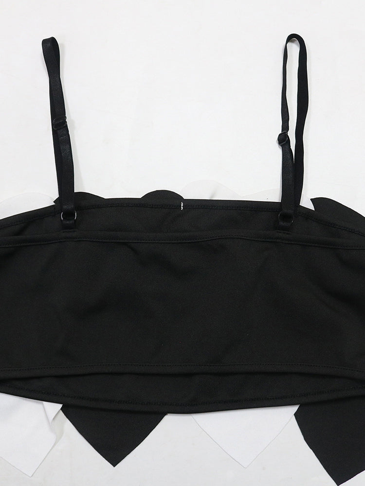 Heart Design Cami Top High Slit Skirt Set