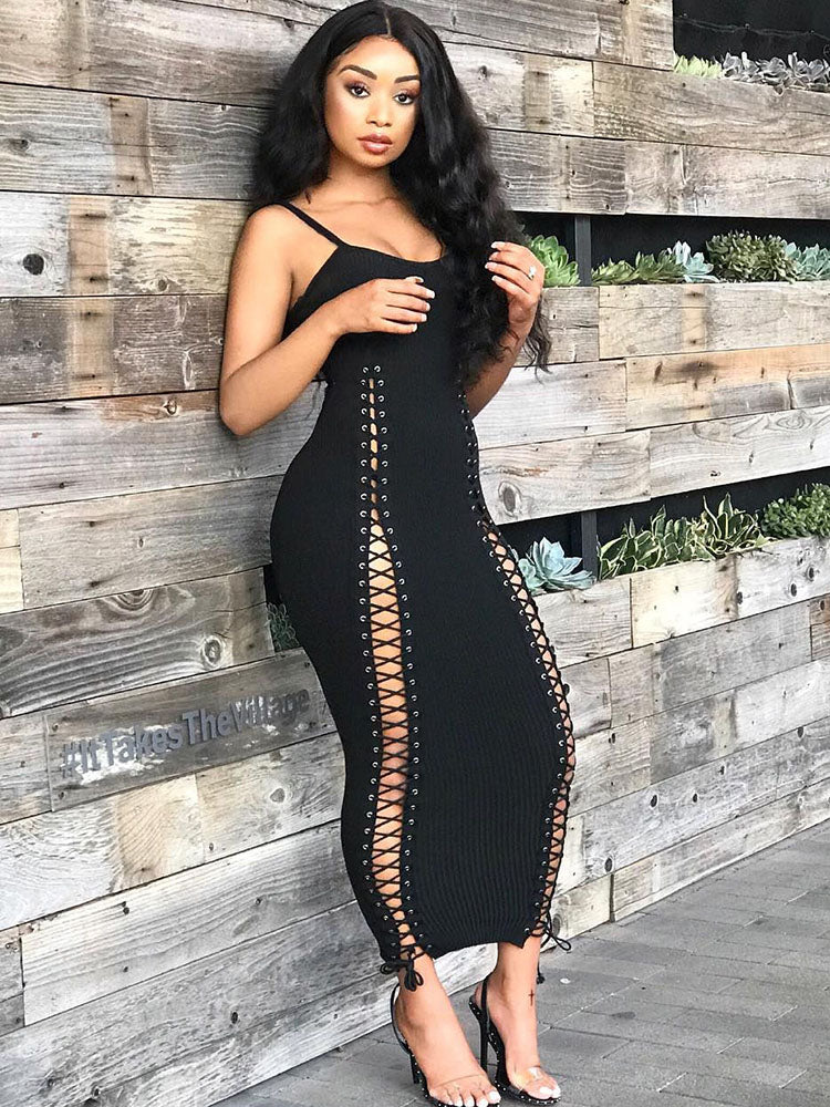 Sleeveless Tie Up Maxi Dress