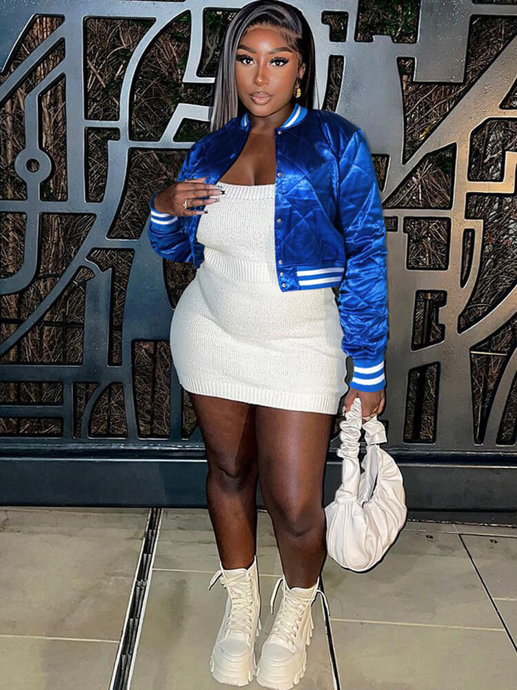 Long Sleeve Patchwork Quilted Baseball Jacket