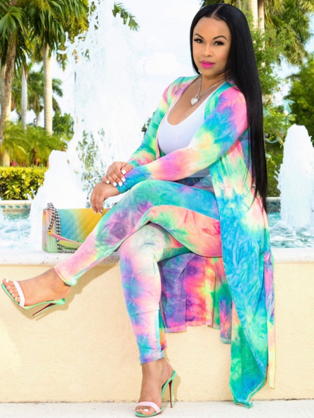 Two Piece Open Front Cardigan Skinny Pants Suit