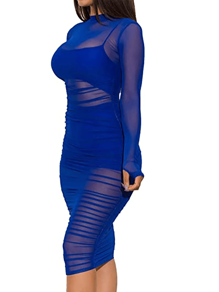 Three Piece Mesh Long Sleeve Solid Outfits