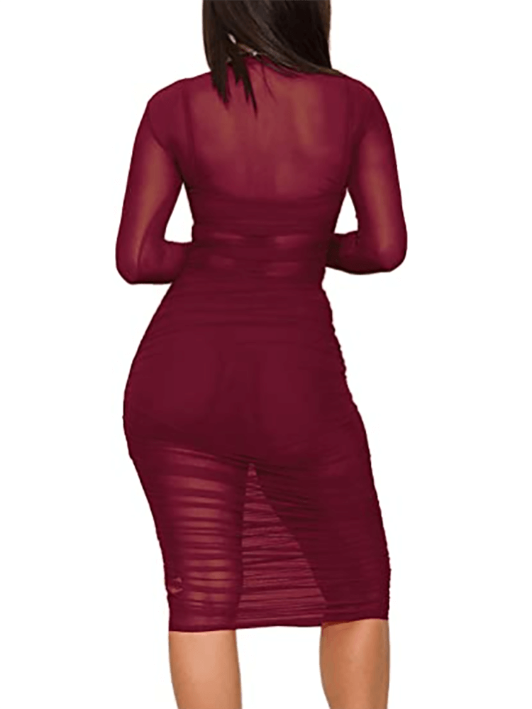 Three Piece Mesh Long Sleeve Solid Outfits