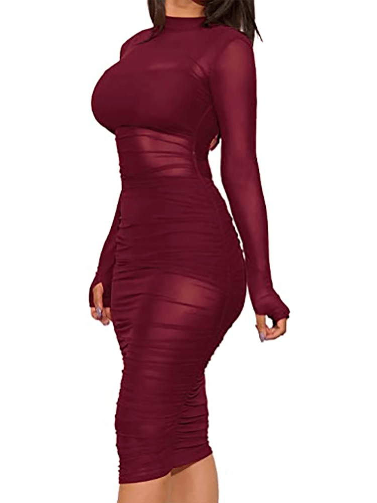 Three Piece Mesh Long Sleeve Solid Outfits