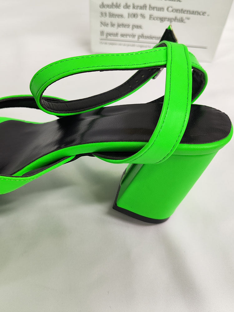 Crisscross Square Chunky Open Toe Heel