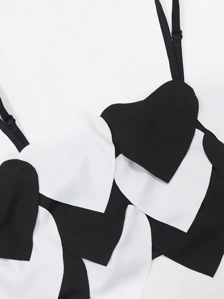 Heart Design Cami Top High Slit Skirt Set