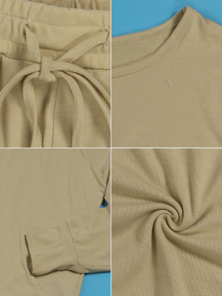 Two-Piece Solid Color Off-Shoulder Sweatshirt Set