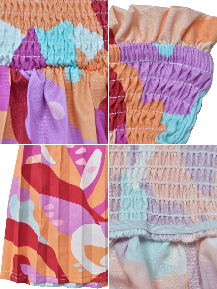 Strap Pleated Wide Leg Printed Jumpsuit