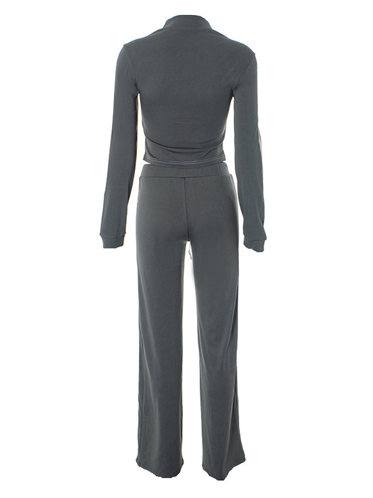 Stand Collar Slim Fit Fitness Jacket and Shorts Set