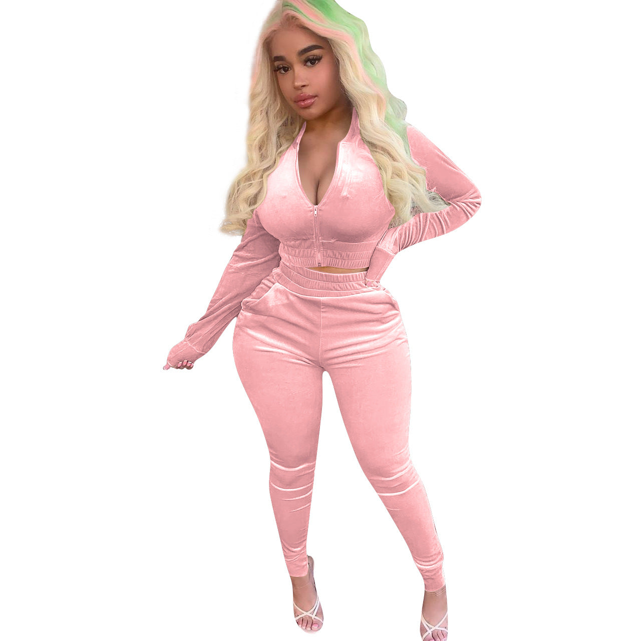 Two Pieces Zipper Jacket  Jogger Pants