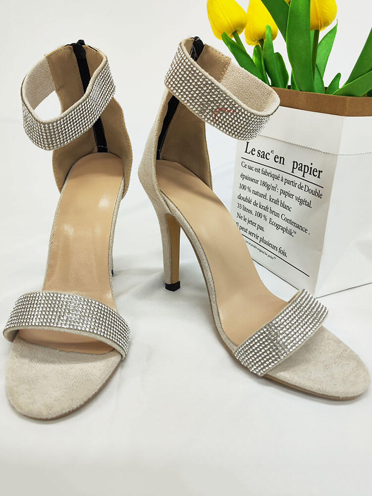 Rhinestone Ankle Strap High Heel Sandal