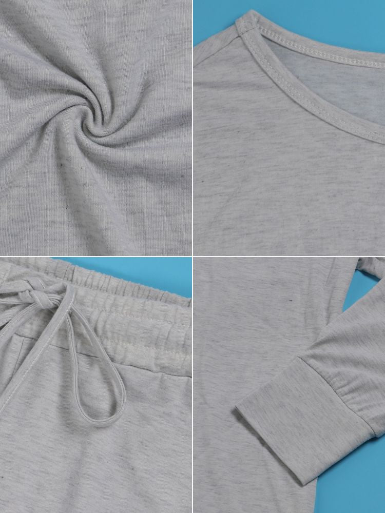 Two-Piece Solid Color Off-Shoulder Sweatshirt Set