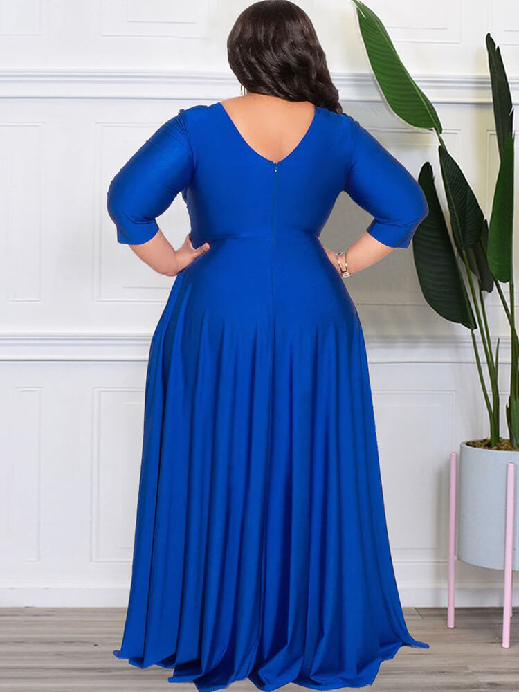 Bracelet Sleeve V Neck Bodycon Maxi Dress