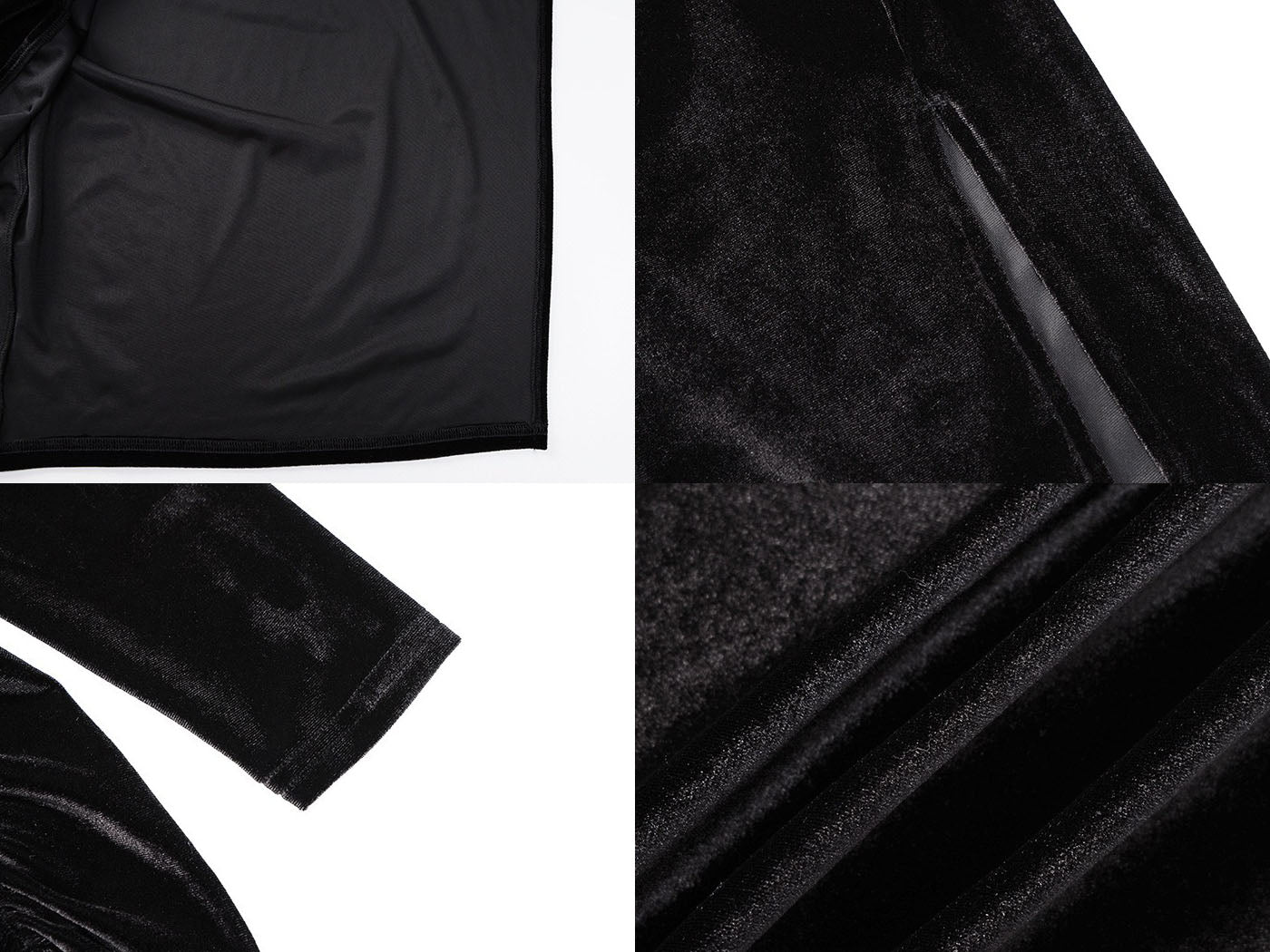 Velvet Long Sleeves Ruched Split Maxi Dress