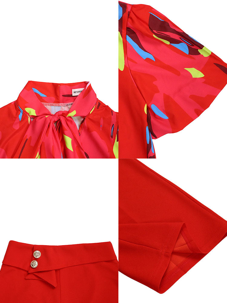 Plus Size Short Sleeve Shirt and Wide Leg Pants Set