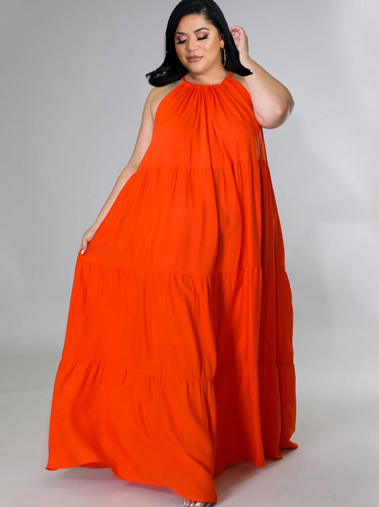 Plus Size Sleeveless Ruched Maxi Dress