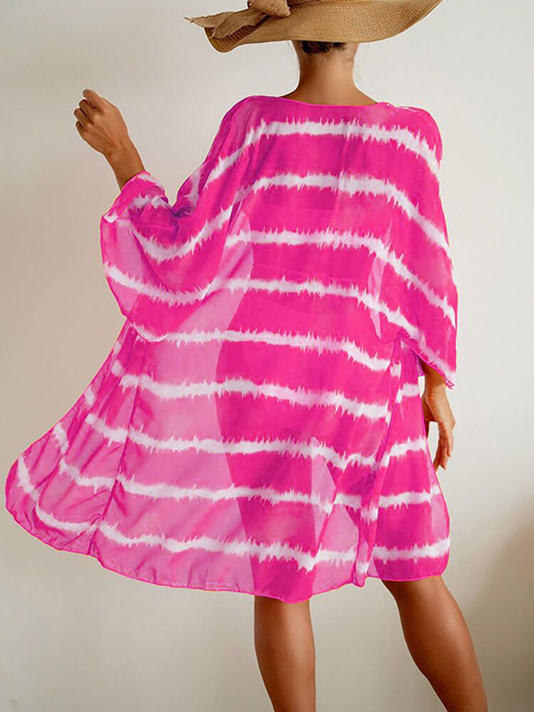 Three Piece Tie Dyed Print Swimsuit