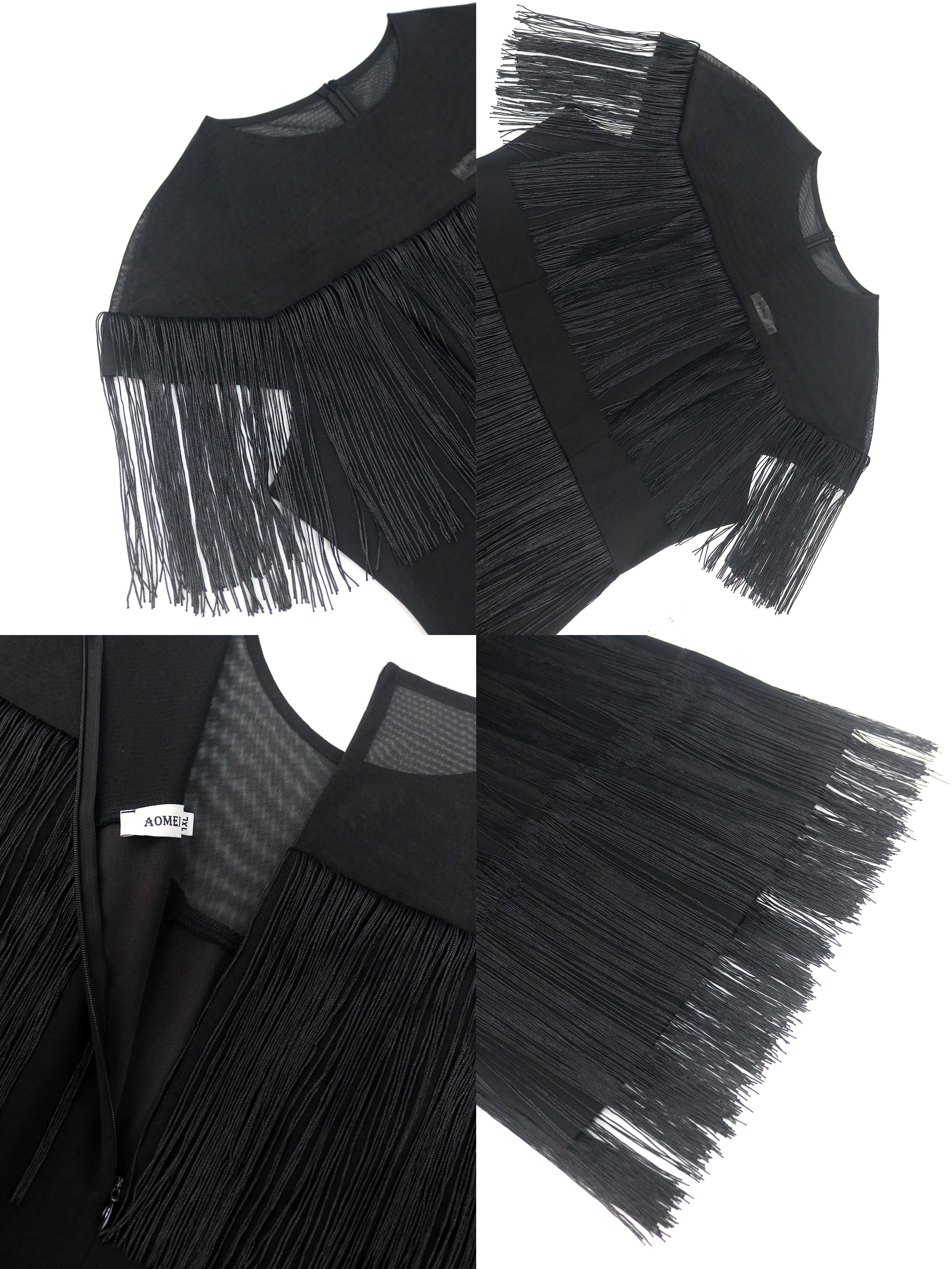 High-Waisted Fringe Tassel Belted Dress